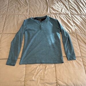 Blue 01.ALGO Long Sleeve Henley Shirt